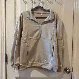Beige Quarter-Zip Pullover